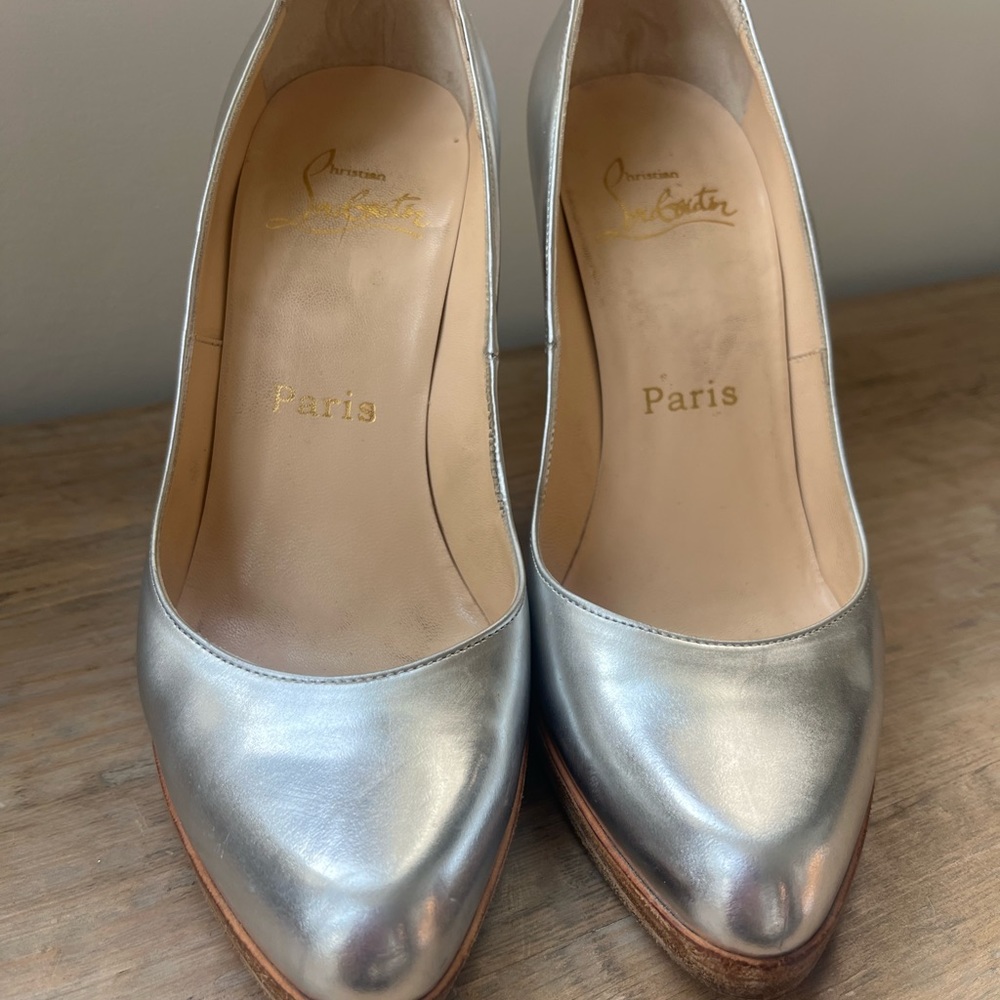 Size 5 1/2 Louis V Red Bottoms Silver